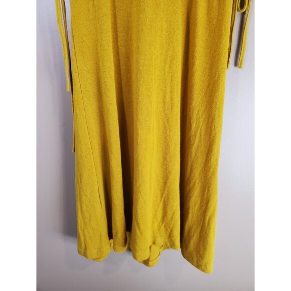 Muzzangbee Mustard Yellow Rayon Blend Backless Dress, Size L Slinky Preppy - Picture 5 of 11